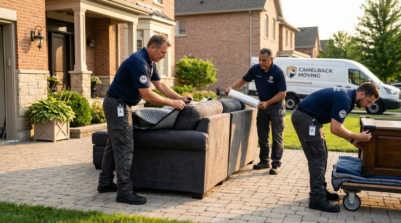 Large estate moving crew wrapping furniture in Madison, FL