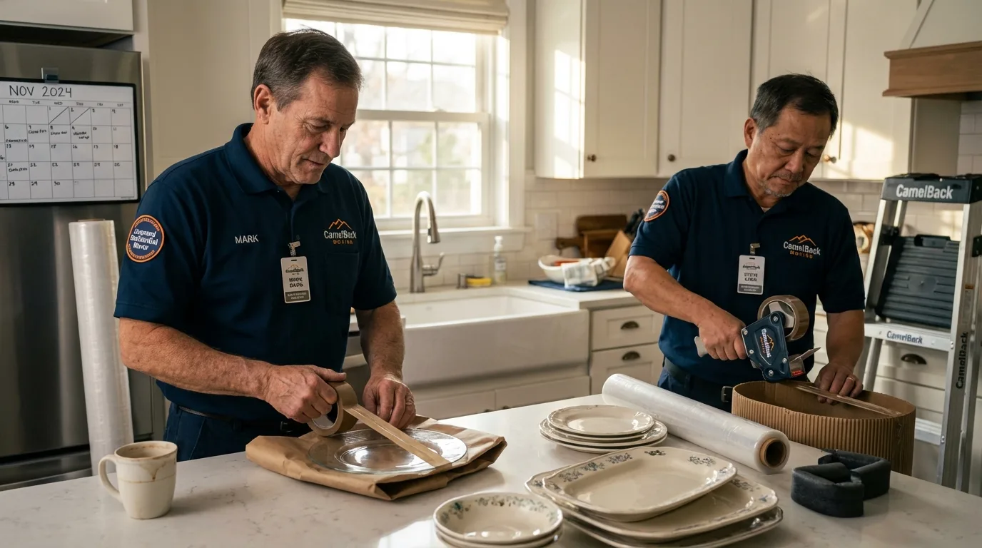 Professional crew packing kitchen dishware in Madison, FL